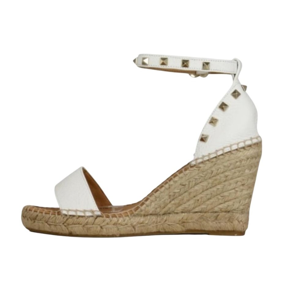 Maypol Studded White Espadrille Wedge Sandals- Valentino Rockstud Lookalike